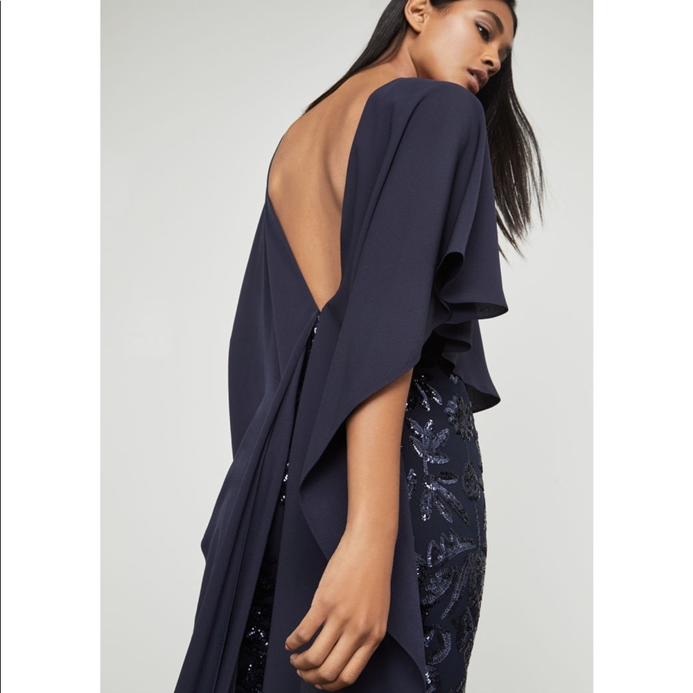 NWTBcbgmaxazria Dena Bodice-Cape Metallic Jumpsuit